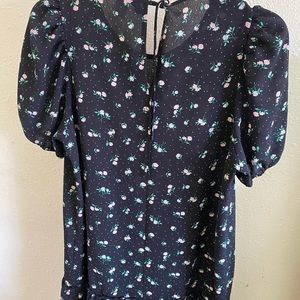 H&M black floral dress pink flowers size small